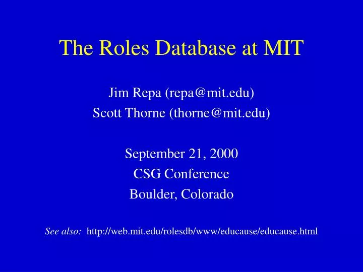 the roles database at mit