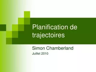 planification de trajectoires