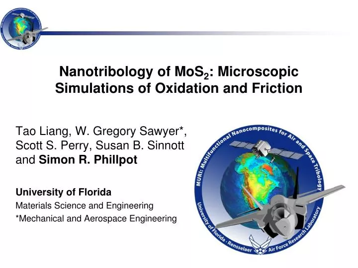nanotribology of mos 2 microscopic simulations of oxidation and friction
