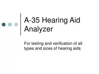 A-35 Hearing Aid Analyzer