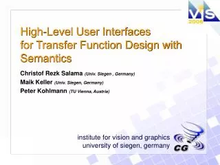 High-Level User Interfaces for Transfer Function Design with Semantics