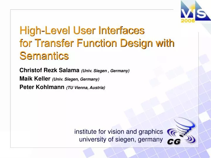 high level user interfaces for transfer function design with semantics