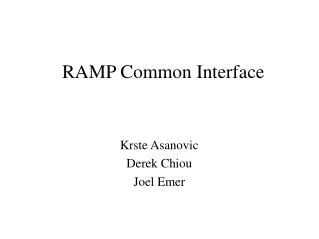 RAMP Common Interface