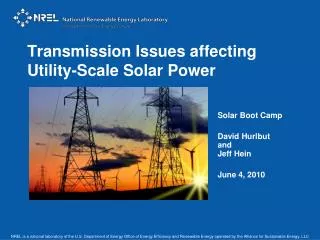 Transmission Issues affecting Utility-Scale Solar Power