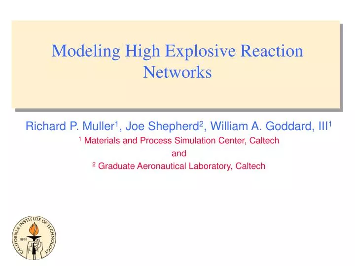 modeling high explosive reaction networks