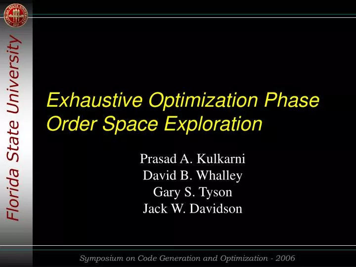 exhaustive optimization phase order space exploration