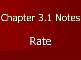 Chapter 3.1 Notes