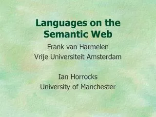 Languages on the Semantic Web