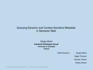 Querying Dynamic and Context-Sensitive Metadata in Semantic Web