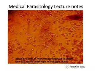 Medical Parasitology Lecture notes