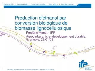 production d thanol par conversion biologique de biomasse lignocellulosique