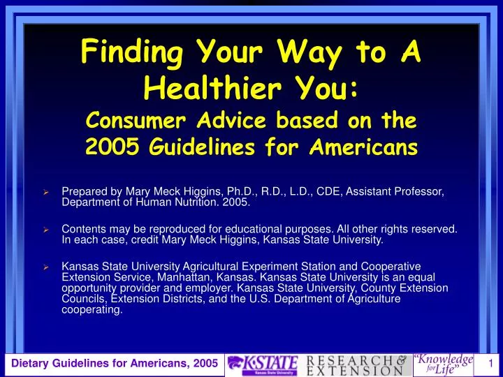 finding your way to a healthier you consumer advice based on the 2005 guidelines for americans