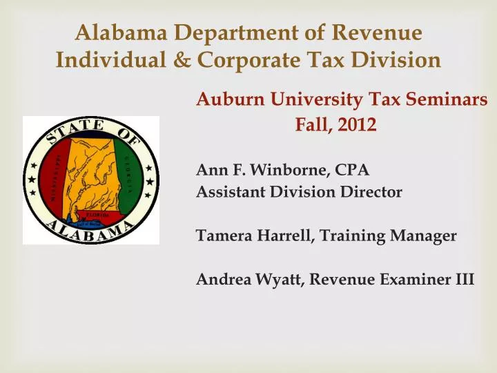 alabama department of revenue individual corporate tax division