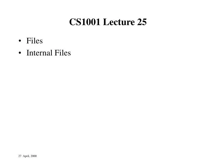 cs1001 lecture 25
