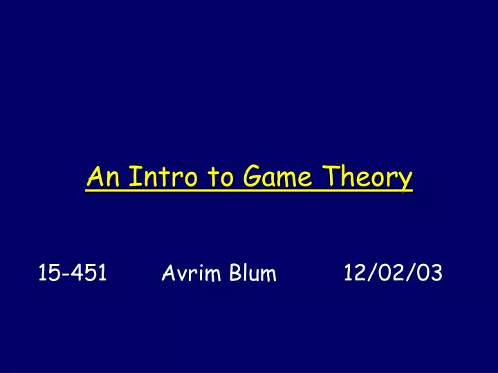 an intro to game theory