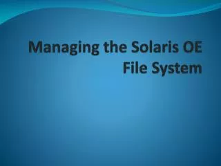 Managing the Solaris OE File System