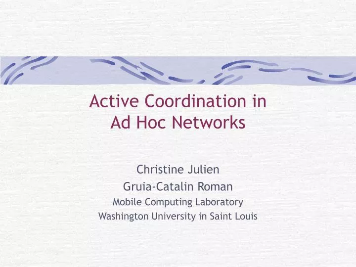 active coordination in ad hoc networks