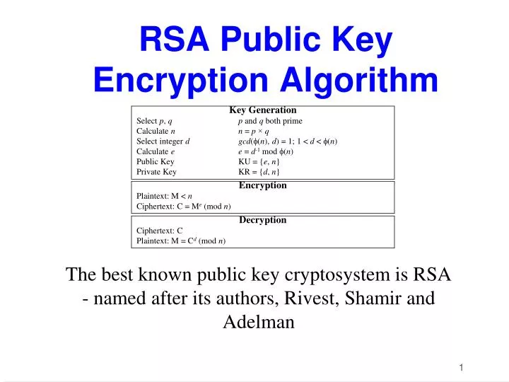 rsa public key encryption algorithm