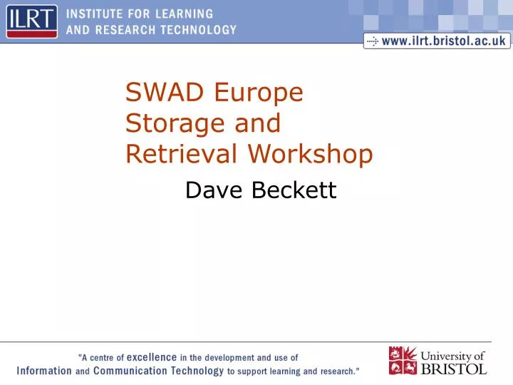 swad europe storage and retrieval workshop