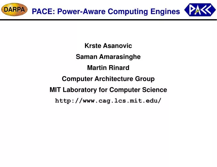 pace power aware computing engines