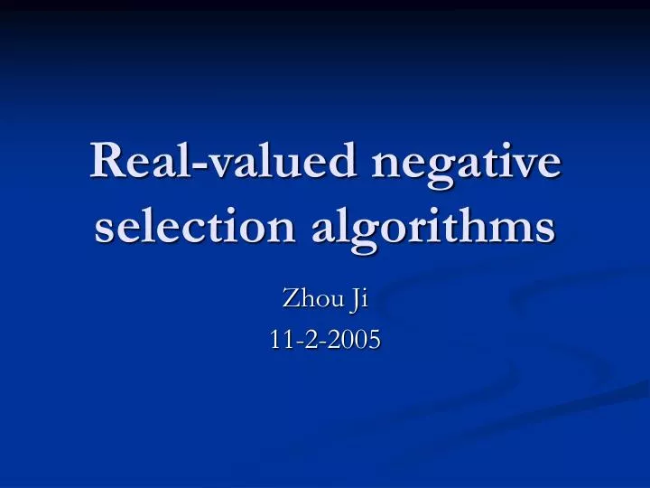 real valued negative selection algorithms