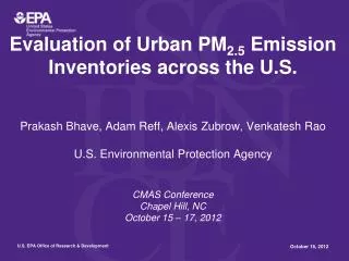 Evaluation of Urban PM 2.5 Emission Inventories across the U.S.