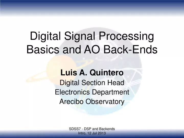 digital signal processing basics and ao back ends