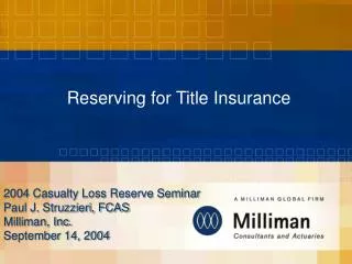 Reserving for Title Insurance