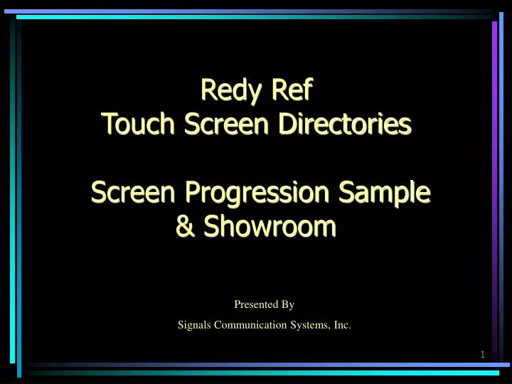 redy ref touch screen directories screen progression sample showroom