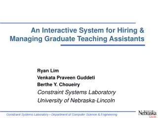An Interactive System for Hiring &amp; Managing Graduate Teaching Assistants