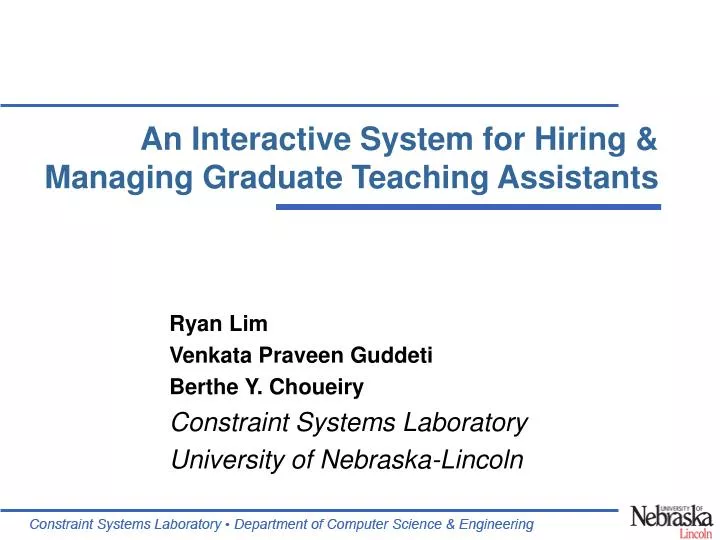 an interactive system for hiring managing graduate teaching assistants