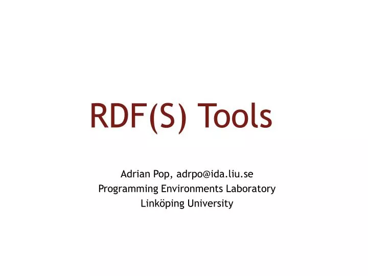 rdf s tools
