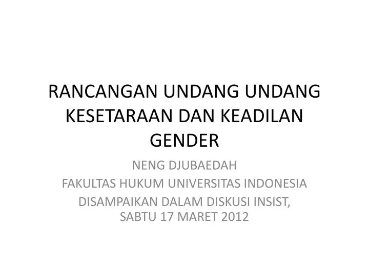 rancangan undang undang kesetaraan dan keadilan gender