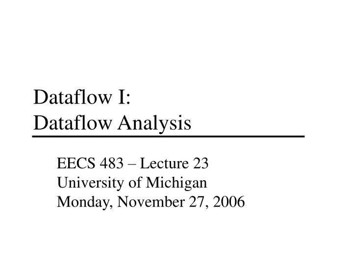 dataflow i dataflow analysis