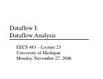 Dataflow I: Dataflow Analysis - slide 1