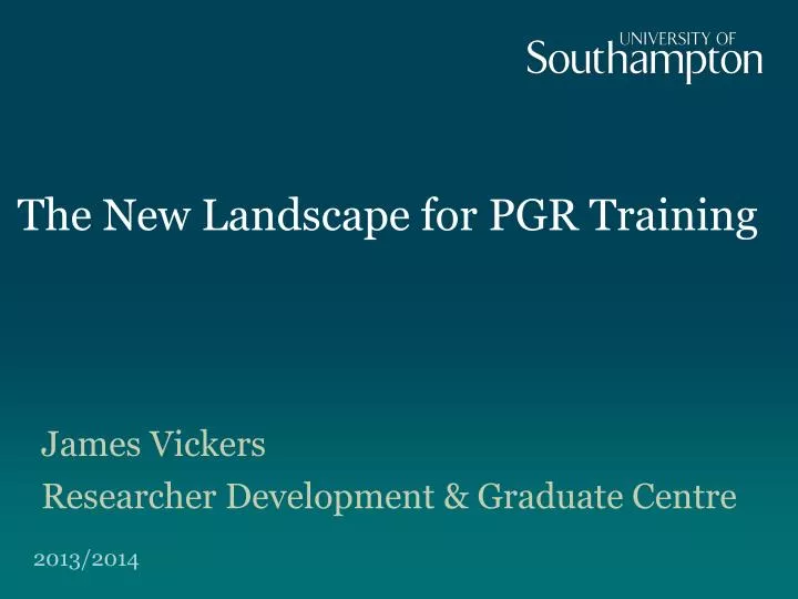 the new landscape for pgr training
