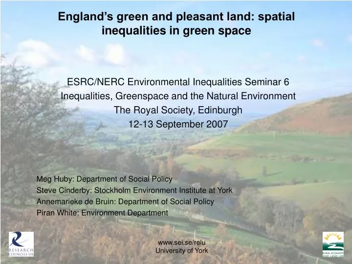 england s green and pleasant land spatial inequalities in green space
