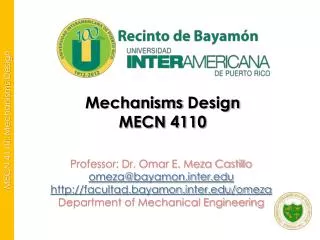 Mechanisms Design MECN 4110