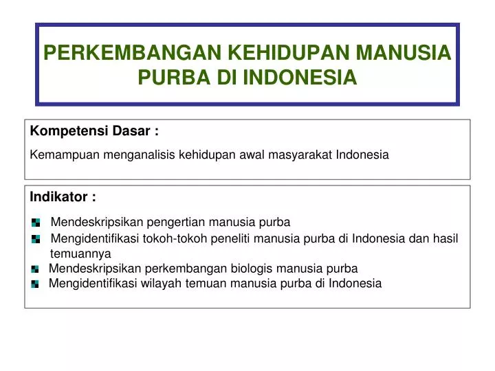 perkembangan kehidupan manusia purba di indonesia