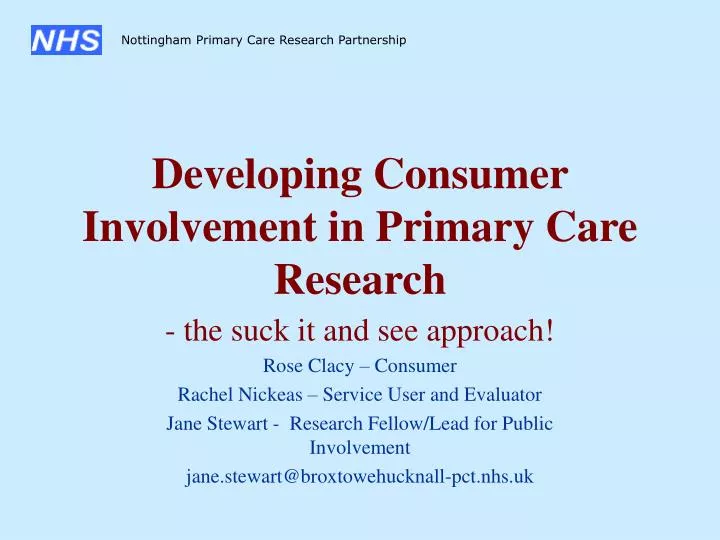developing consumer involvement in primary care research