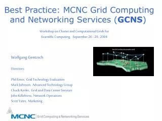 Best Practice: MCNC Grid Computing and Networking Services ( GCNS )