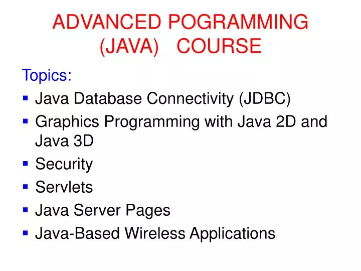 advanced pogramming java course