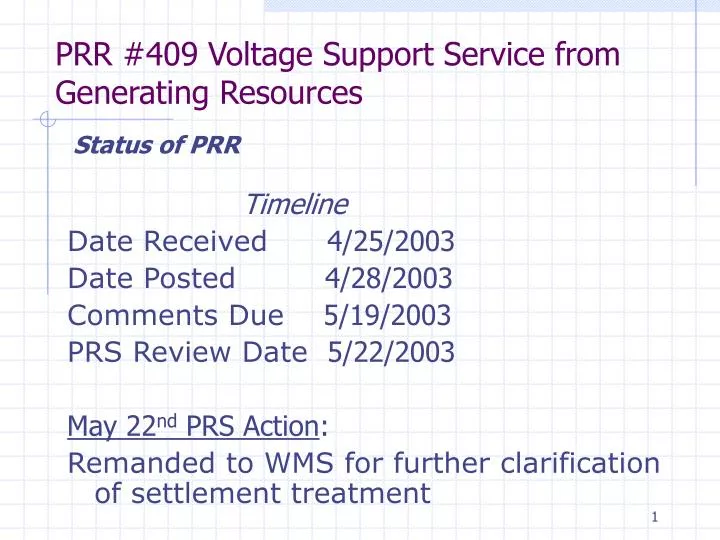 prr 409 voltage support service from generating resources