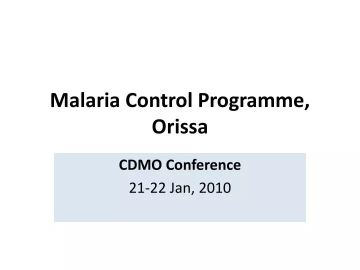 malaria control programme orissa