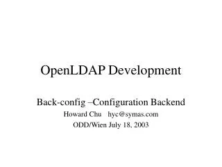 OpenLDAP Development