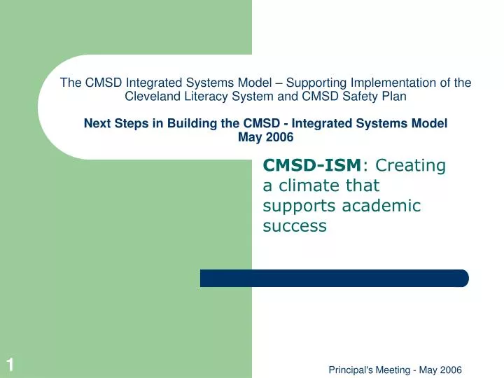 cmsd ism creating a climate that supports academic success
