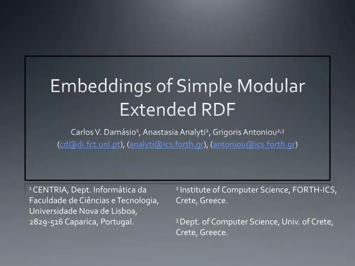 embeddings of simple modular extended rdf