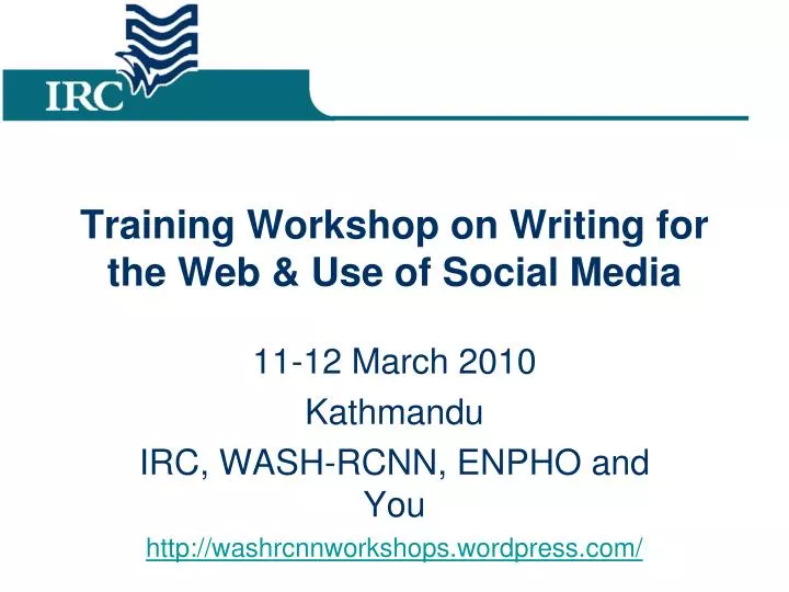 training workshop on writing for the web use of social media