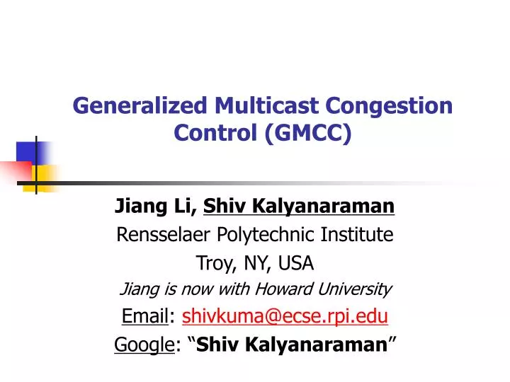 generalized multicast congestion control gmcc