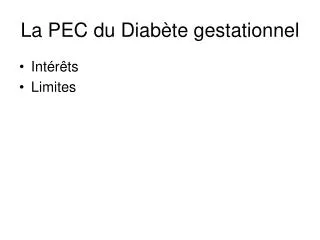 la pec du diab te gestationnel